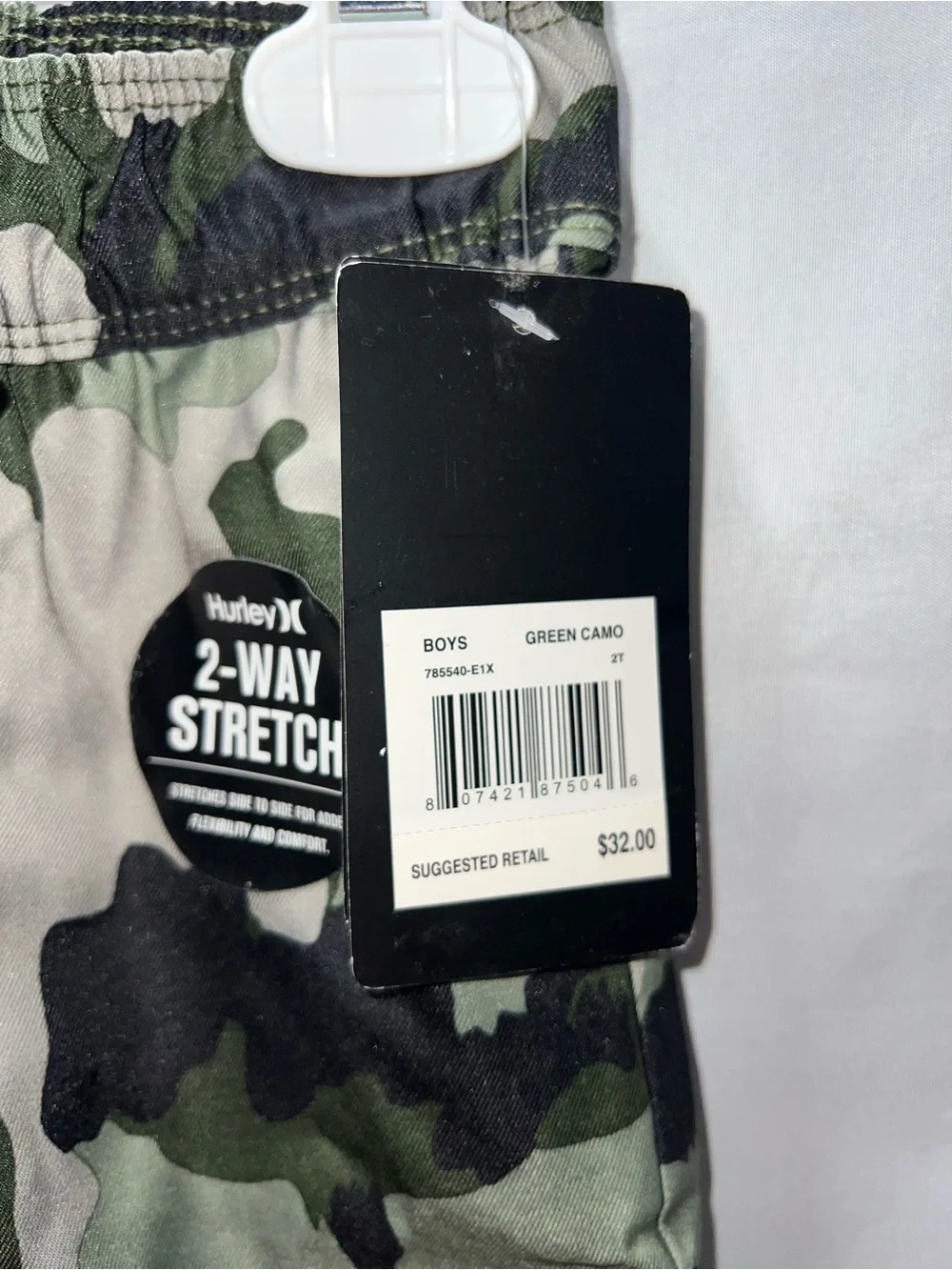 Hurley Kids 2T Camo Swim Trunks in Green & Black